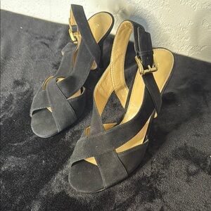 Michael Kors Black Heels with Peep-Toe and Slingback